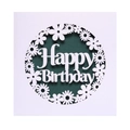 Macro view of laser-cut Happy Birthday card with white floral pattern and green background - White With Dark Green Inner