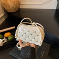 White quilted shell crossbody bag with sparkling rhinestones and delicate shoulder strap - White