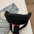 Minimalist black nylon crossbody bag with adjustable strap and multi-pocket design - Black