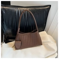 Borsa a spalla in pelle intrecciata marrone con motivo intrecciato e nappa abbinata - Marrone