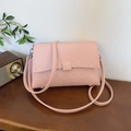 Vintage light pink crossbody bag with floral texture and matching leather strap - Pink
