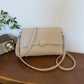 Vintage beige underarm bag with checkered embossed dots and adjustable shoulder strap - Khaki