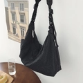 Sac bandoulière à carreaux noir et blanc de grande capacité avec sangle réglable - Noir