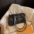 Chic black matte underarm shoulder bag featuring a stylish buckle strap decoration - No Pendant / Black