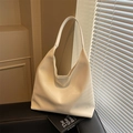Bolso hobo blanco crema de gran capacidad en cuero PU suave con diseño minimalista - Blanco Roto