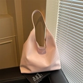 Bolso tote minimalista de cuero rosa claro con gran capacidad para el uso diario mujer - Rosa