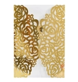 Detail of laser-cut gold rose floral pattern on wedding invitation cover - Reflective Gold