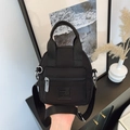 Versatile black waterproof nylon crossbody mini bag with adjustable shoulder strap - Black Large