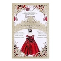 Invito a corona dorata tagliata al laser per Quinceañera con biglietto floreale rosso - Oro Chiaro Glitter