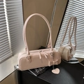 Borsa baguette rosa con fiocco e ciondolo a cuore per donne eleganti - Rosa