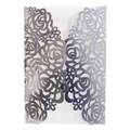 Laser-cut silver mirror wedding invitation featuring an intricate rose flower pattern - 10 Pieces Pack / Reflective Silver