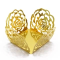 Golden laser cut rose pattern cupcake wrappers with reflective mirror finish for wedding - Mirror Gold