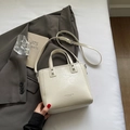 Sac seau chic blanc crème en cuir plissé avec doubles poignées élégantes - Blanc Sans Pendentif