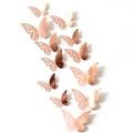 3D hohle lasergeschnittene Schmetterling Wandaufkleber in Roségold für Partydekoration - Set / Spiegel-Roségold
