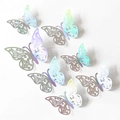 3D Regenbogen Spiegel Schmetterling Wandaufkleber für Party Deko in schillerndem Silber - 12er Set / Irisierendes Silber A