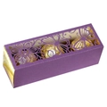 Detail of laser-cut purple gift box with butterfly pattern for three chocolates - Dark Purple