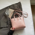 Sac seau rose plissé avec poignées et bandoulière réglable pour femme - Rose Sans Pendentif