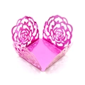 Pink laser-cut cupcake wrappers with elegant rose patterns for wedding parties - Nail Powder