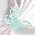 Elegant mint green laser cut butterfly paper napkin ring for wedding table decoration - Pearl Pale Blue