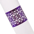 Close-up of laser-cut purple metal napkin ring with intricate symmetrical hollow pattern - 17*4.9CM / Mirror Dark Purple