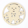 Sous-verre rond en bois avec ours découpé au laser pour décoration de table - Forme d'Ours de Dessin Animé (木垫-19)