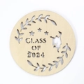 Class of 2024 wooden graduation ornament with laser cut stars and laurel wreath - 2024 Graduation Season