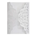 Élégante invitation de mariage découpée au laser avec motifs floraux en papier blanc - Blanc