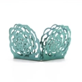 Laser-cut rose petal cupcake wrapper in elegant cyan blue finish for wedding decor - Mirror Indigo