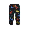 Boys' black joggers with colorful dinosaur skeleton prints and orange drawstring detail - 2Y(90cm) / Cartoon Dinosaur Print (3175)