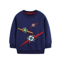 Felpa blu scuro per bambini con ricami di aeroplani e polsini a costine elasticizzate - 2Y(90cm) / Blu scuro