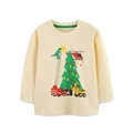 Maglia natalizia a maniche lunghe per bambini color crema con stampe di dinosauri e auto - 2Y(90cm) / Beige