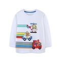 T-shirt bianca a maniche lunghe per bambino con stampe koala pompiere e leone - 2Y(90cm) / Bianco (5500)