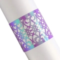 Rond de serviette holographique violet et cyan avec motif filigrane découpé au laser - 17*4.9CM / Violet Arc-en-ciel