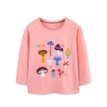 Roze T-shirt met lange mouwen voor meisjes met paddenstoelenprints en een ronde hals - 2Y(90cm) / Roze