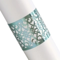 Rond de serviette bleu clair irisé découpé au laser avec motifs floraux creux européens - 17*4.9CM / Indigo miroir