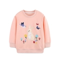 Sweat rose pour fille avec broderie lapin et fleurs en coton tricoté doux - Rose Doux (8313) / 2Y(90cm)