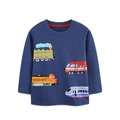 Donkerblauw T-shirt met lange mouwen voor peuters met kleurrijke treinenprint - 2Y(90cm) / Marineblauw