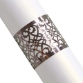 Silver hollow scrollwork napkin ring with metallic finish and laser-cut design - 17*4.9CM / Mirror Grey