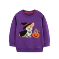 Violetter Mädchen-Pullover mit Halloween-Corgi-Hexe und Kürbis-Print für Kinder - 2Y(90cm) / Lila