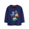 Maglietta blu navy a maniche lunghe per bambini con stampa di dinosauri per l'autunno - Blu Notte Stampa Dinosauro (5491) / 2Y(90cm)