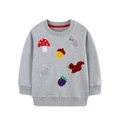 Felpa grigia da bambina con ricami di animali colorati in morbido cotone lavorato - Grigio Melange (8319) / 2Y(90cm)