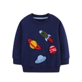 Dunkelblaues Kinder-Sweatshirt mit Weltraum-Stickerei und gerippten Bündchen am Ärmel - 2J(90cm) / Marineblau