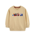 Felpa beige in cotone per bambini con ricami colorati di camion da costruzione - 2Y(90cm) / Cachi