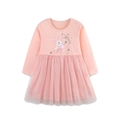 Robe rose pour fille à manches longues avec broderie lapin et jupe en tulle pailletée - 7 ans (125cm) / Rose (1658)