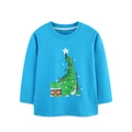 Maglietta blu a maniche lunghe per bambini con dinosauro verde e luci natalizie festive - 2Y(90cm) / Blu Brillante (5511)