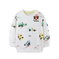 Felpa bianca a maniche lunghe da bambino con stampe colorate di auto da corsa - Stile Stampa Racing / 2Y(90cm)