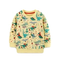 Light yellow long sleeve sweatshirt for boys featuring festive Christmas cartoon dinosaurs - 6Y (120cm) / Light Yellow (8303)