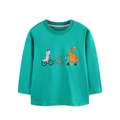Maglietta a maniche lunghe bimbo verde brillante con stampe di dinosauri cartoon - Verde Smeraldo / 2Y(90cm)