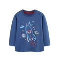 Maglia blu scuro a maniche lunghe per bambino con stampa di razzo e pianeti - 2Y(90cm) / Blu Scuro (5512)