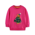 Mädchen Sweatshirt in Rosarot mit weihnachtlicher Dackel-Applikation und Stickerei - 2Y(90cm) / Magenta (8306)